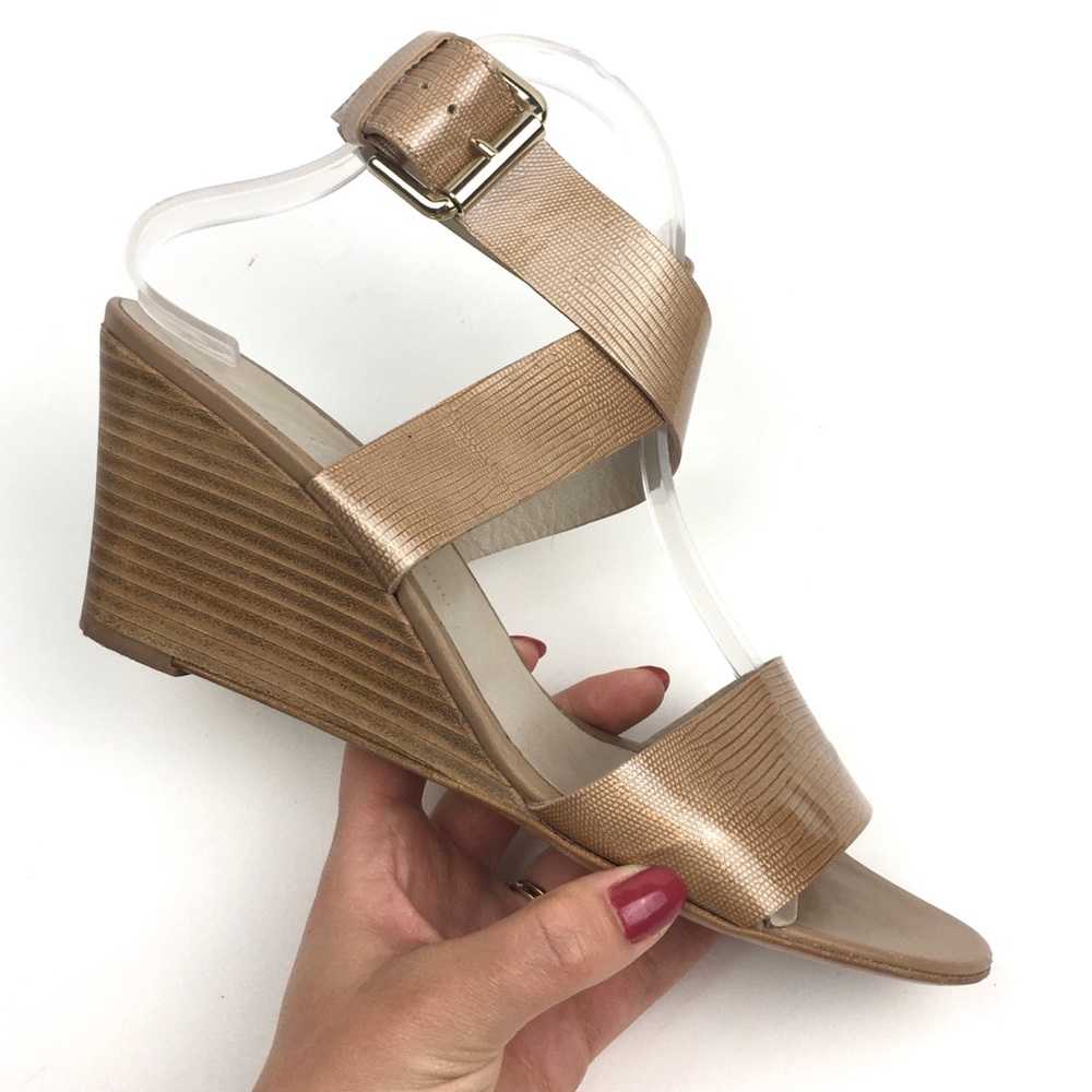 AGL wedge sandal ankle wrap heel tan snake leather - Picture 8 of 8